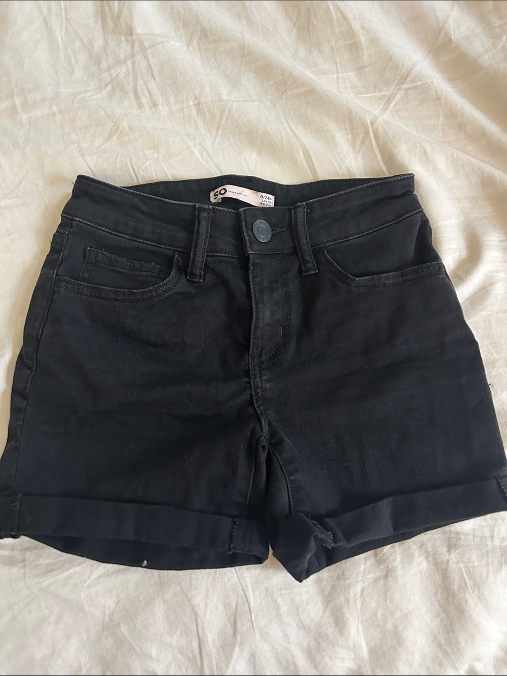 SO Black High-Rise Cuffed Jean Shorts
